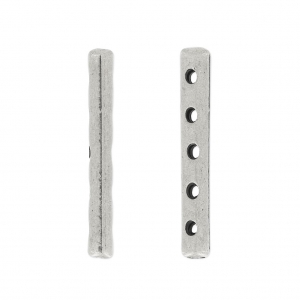 Entrepieza de 5 agujeros 31x4 mm plateado antiguo x1