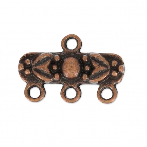 Terminal 3 vías motivo flor 20x13 mm cobre antiguo x1