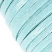 Cordón de cuero doble de lentejuelas barniz motivo cuadrícula 5 mm Azul Ciel x 50cm