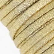 Cordón de cuero doble imitación ante metalizado agrietado 5 mm Gold x 50cm