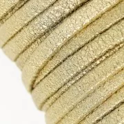 Cordón de cuero doble imitación ante metalizado agrietado 5 mm Gold x 50cm