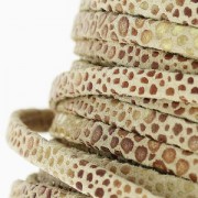 Cordón de cuero doble imitación ante imitación pescado 5 mm Beige x 50cm