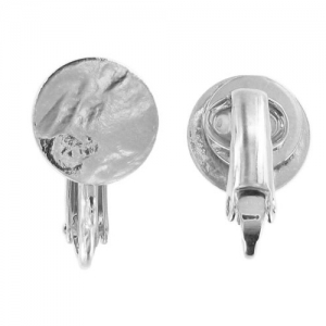Pendientes De clip disco arrugado 10 mm rodiado x2