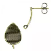 Pendientes de clavo en forma de gota acanalada, 15 x 9 mm - Bronce x2