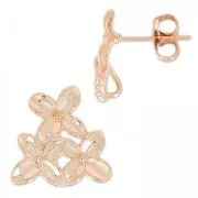 Pendientes de clavo «Trío de flores», 13 mm, dorado rosa HQ x2