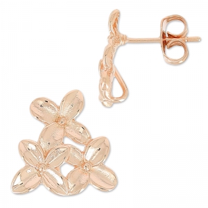 Pendientes de clavo «Trío de flores», 13 mm, dorado rosa HQ x2