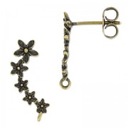 Pendientes trío de flores 19.5 mm bronce x2|raw }}