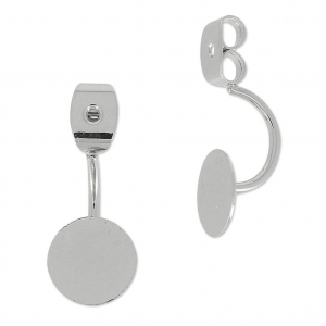 Pendientes pasador con base 8 mm rodiado x2