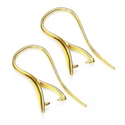 Pendientes gancho colgante enganche 22 mm de Plata 925 dorado con oro fino x2