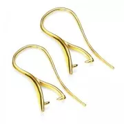 Pendientes gancho colgante enganche 22 mm de Plata 925 dorado con oro fino x2