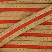Cordón de corcho bicolor prespuntado 10 mm Natural/Naranja x 50cm|raw }}