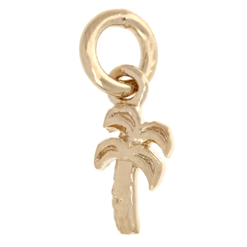 Dije de mini palmera 9x4 mm con anillo cerrado - chapado en oro de 3 micras x1