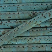 Cordón de corcho doblado prespuntado 6 mm Azul Gris x 50cm