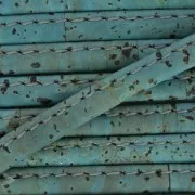 Cordón de corcho doblado prespuntado 6 mm Azul Gris x 50cm