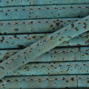 Cordón de corcho doblado prespuntado 6 mm Azul Gris x 50cm