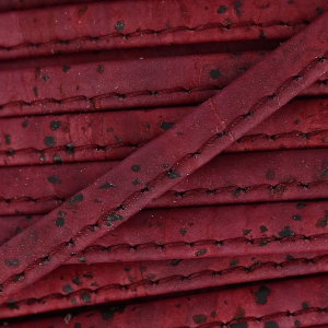 Cordón de corcho doblado prespuntado 6 mm Bordeaux x 50cm
