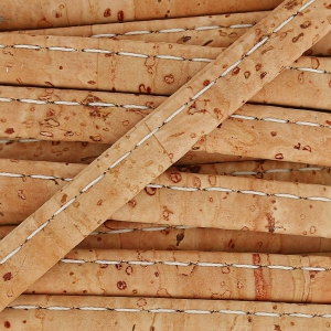 Cordón de corcho doblado prespuntado 6 mm Natural x 50cm