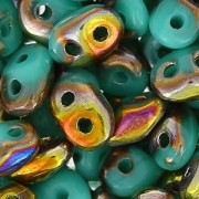 SuperDuo 2,5x5 mm Green Turquesa Sliperit x10g|raw }}