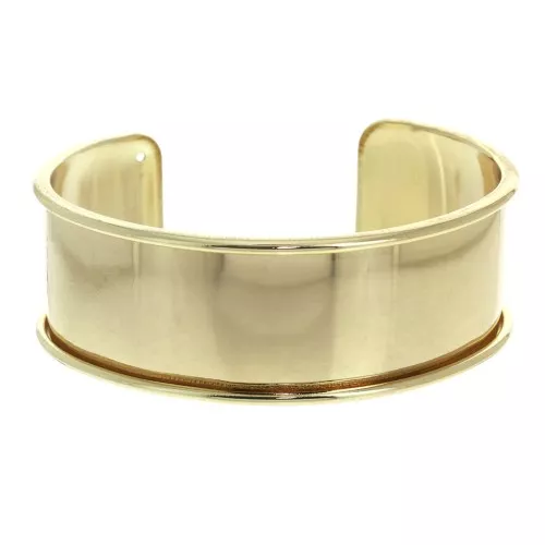 Base pulsera Eco latón con reborde curvado 24.5 mm dorado x1