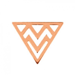 Entrepieza triángulo étnico 16 mm de Plata 925 rosa dorado x1