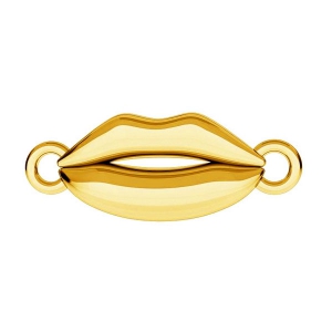 Entrepieza Adorno Abombado 2 anillas boca 17x6 mm de Plata 925 dorado x1