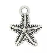 Dije estrella de mar 15x12 mm Chapado Plateado envejecido x1