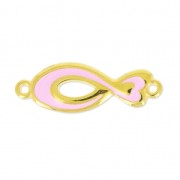 Entrepieza pez esmaltado 2 anillas 29 mm Rosa/dorado x1|raw }}