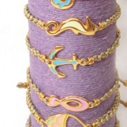 Entrepieza pez esmaltado 2 anillas 29 mm Rosa/dorado x1