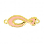 Entrepieza pez esmaltado 2 anillas 29 mm Light Coral/dorado x1