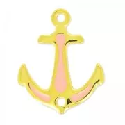 Entrepieza ancla esmaltada 2 anillas 23 mm Light Coral/dorado x1