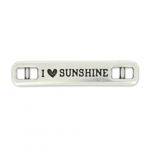 Entrepieza para pulsera I love sunshine 36x7 mm Chapado Plateado envejecido x1