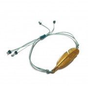 Entrepieza pluma para pulsera 45x11 mm Chapado Plateado envejecido x1