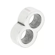 Cuenta pasador doble para cordón 5 mm 13x8 mm Chapado Plateado envejecido x1