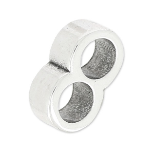 Cuenta pasador doble para cordón 5 mm 13x8 mm Chapado Plateado envejecido x1