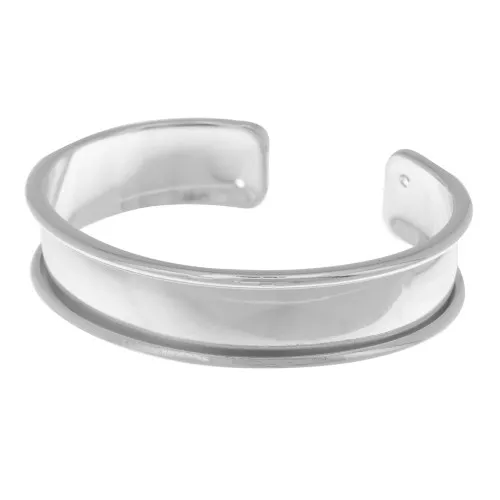 Base pulsera Eco latón con reborde encurvada 15 mm plateado x1