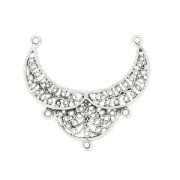 Entrepieza calado 3 anillas oriental 31x29 mm Chapado Plateado envejecido x1