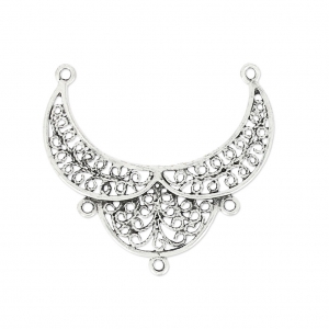 Entrepieza calado 3 anillas oriental 31x29 mm Chapado Plateado envejecido x1