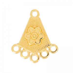 Candelabro motivo flor 5 anillas 23 mm Dorado con oro fino x1