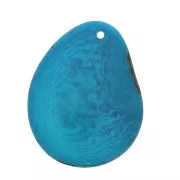 Cuentas de Tagua corte fino 35-45 mm Bleu Azur x1