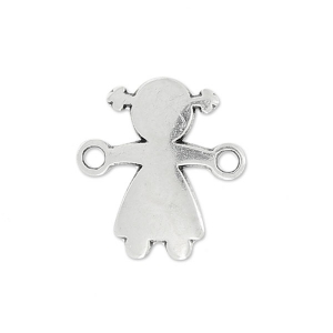 Entrepieza niña 2 anillas 14x13 mm Chapado Plateado envejecido x1