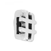 Cuenta pasador hashtag para cordón 5 mm Chapado Plateado envejecido x1