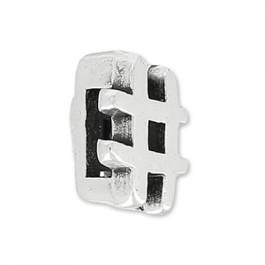 Cuenta pasador hashtag para cordón 5 mm Chapado Plateado envejecido x1