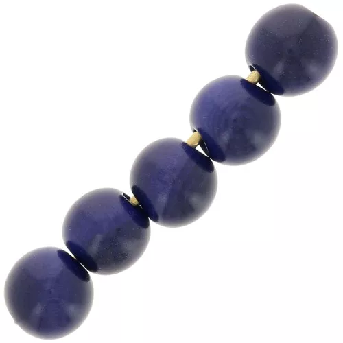 Cuentas redondas de Tagua 5 mm Azul x 8