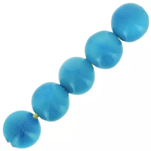 Cuentas redondas de Tagua 5 mm Turquesa x 8