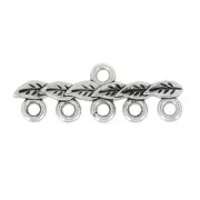 Terminal 5 vías motivo hoja 27x9 mm plateado antiguo x1