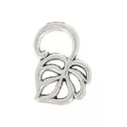 Dije hoja de filodendro 17x12 mm plateado antiguo x1