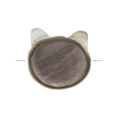 Cuenta cabeza de gato de nácar 10 mm Black Iris x1