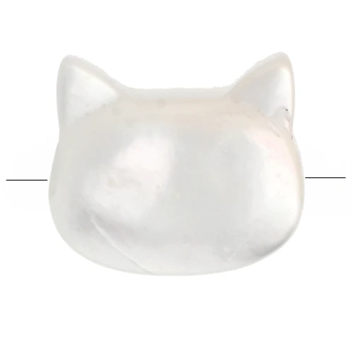 Cuenta cabeza de gato 10 mm - Nácar x1