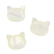 Cuenta cabeza de gato de nácar 9 mm Natural x1