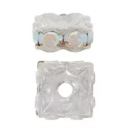 Perla rondel Strass cuadrado  6 mm plateado/Crystal AB x1